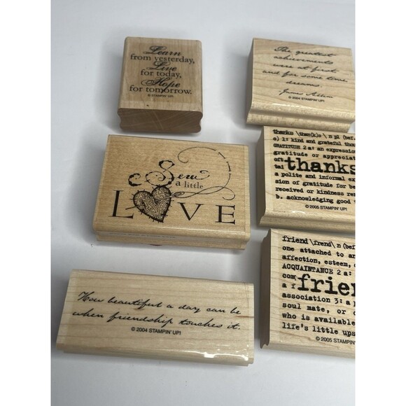 Lot Of 9 Lexicon Of Love Stampin Up Rubber Wood Mounted Stamps Sayings Words - Picture 3 of 4